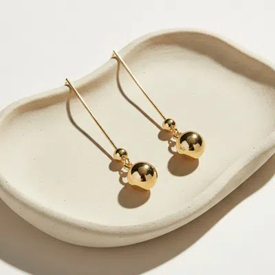 Fashnzfab Gold Plated Hypoallergenic Minimalist Sphere Drop Earrings In Black