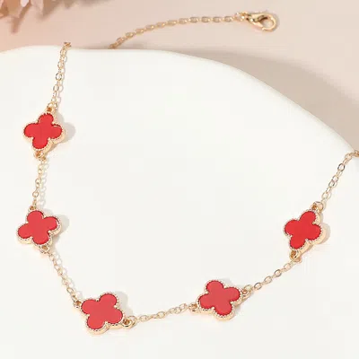 Fashnzfab Gold Quatrefoil Link Chain Necklace In Multi
