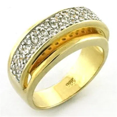 Fashnzfab Gold+rhodium 925 Sterling Silver Ring With Aaa Grade Cz In Clear In Multi