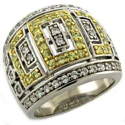 Fashnzfab Gold+rhodium 925 Sterling Silver Ring With Aaa Grade Cz In Clear In Multi
