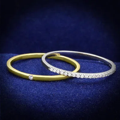 Fashnzfab Gold+rhodium 925 Sterling Silver Ring With Aaa Grade Cz In Clear In Multi