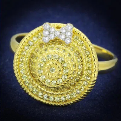 Fashnzfab Gold+rhodium 925 Sterling Silver Ring With Aaa Grade Cz In Topaz In Multi