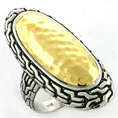 Fashnzfab Gold+rhodium 925 Sterling Silver Ring With No Stone In Pattern