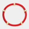 Fashnzfab Gold Ring Pointed Twisted Metal Stretch Bracelet Red In Red