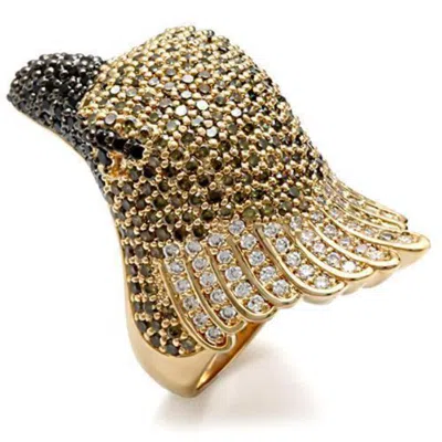 Fashnzfab Gold+ruthenium Brass Ring With Aaa Grade Cz In Multi Color In Pattern