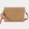Fashnzfab Gold Threads Mixed Straw Clutch Bag / Crossbody Bag In Gray