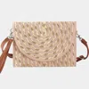 Fashnzfab Gold Threads Mixed Straw Clutch Bag / Crossbody Bag In Pink