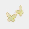 Fashnzfab Gold Trim Mother Of Pearl Butterfly Stud Earrings In Multi
