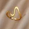 Fashnzfab Gold Wave Ring (adjustable) In Gold