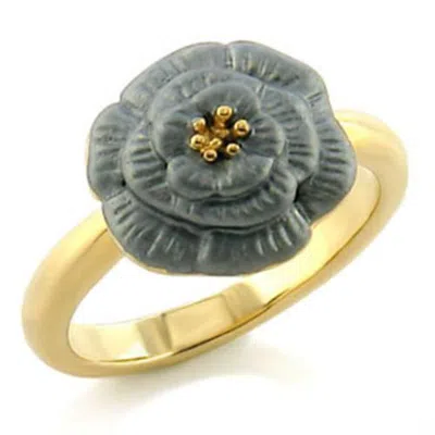 Fashnzfab Gold White Metal Ring With Top Grade Crystal In Light Smoked In Multi