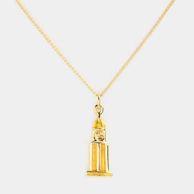 Fashnzfab Golden Clock Tower Pendant Necklace
