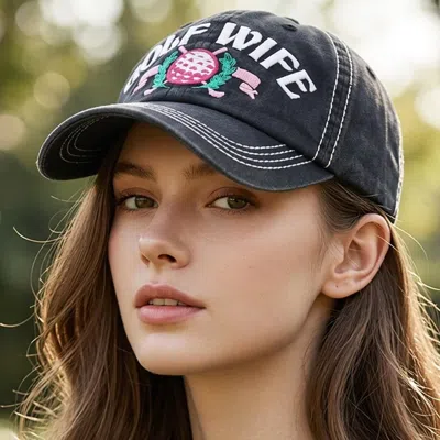 Fashnzfab Golf Wife Embroidered Accented Vintage Baseball Cap In Blue
