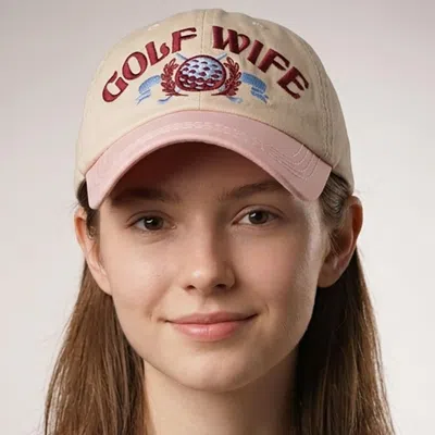 Fashnzfab Golf Wife Embroidered Accented Vintage Baseball Cap In Gold