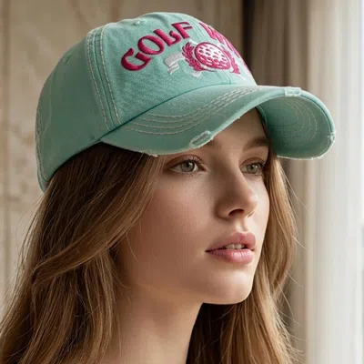 Fashnzfab Golf Wife Embroidered Accented Vintage Baseball Cap In Multi