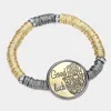 Fashnzfab Good Luck Evil Eye Hamsa Hand Flat Metal Bead Cluster Stretch Bracelet Gold, Hematite In Multi
