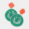 Fashnzfab Good Luck Message St. Patrick's Day Felt Back Clover Horseshoe Link Dangle Earrings In Green