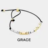 Fashnzfab Grace Message Morse Code Adjustable Cinch Pull Tie Bracelet Black, Two Tone In Gold