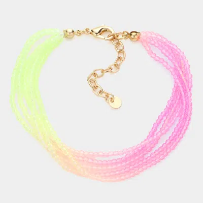 Fashnzfab Gradation Seed Beaded Layered Bracelet Gold, Multi