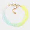 Fashnzfab Gradation Seed Beaded Layered Bracelet Green, Multi In Multi