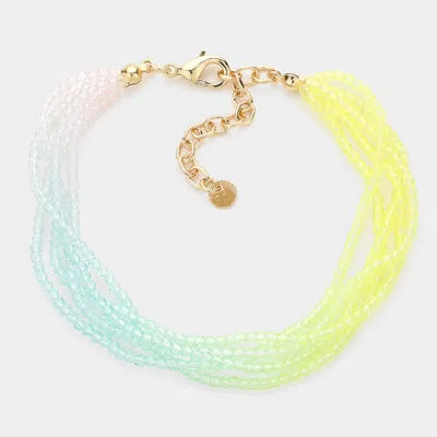 Fashnzfab Gradation Seed Beaded Layered Bracelet Green, Multi