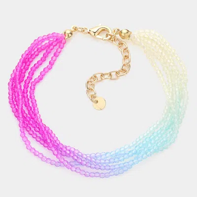Fashnzfab Gradation Seed Beaded Layered Bracelet Multi