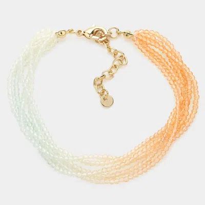 Fashnzfab Gradation Seed Beaded Layered Bracelet Multi, Orange
