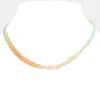 Fashnzfab Gradation Seed Beaded Triple Layered Necklace In Multi