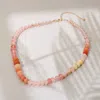 Fashnzfab Gradient Beaded Necklace - Dust Pink In Multi
