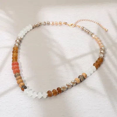 Fashnzfab Gradient Beaded Necklace - Brown, Light In Silver