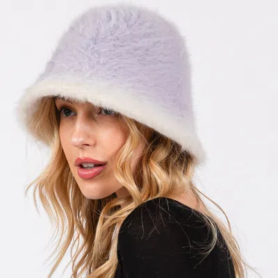 Fashnzfab Gradient Color Fuzzy Bucket Hat In Purple