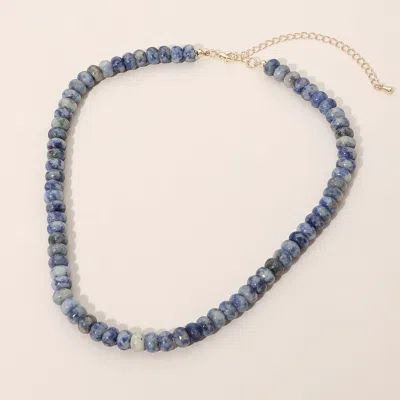 Fashnzfab Graduated Rondelle Beaded Necklace In Blue