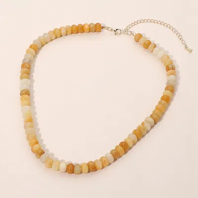 Fashnzfab Graduated Rondelle Beaded Necklace In Gold