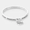 Fashnzfab Grand Pa Heart Charm Stretch Message Bracelet Antique Silver In Multi