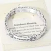 Fashnzfab Grandmas Blessing Message Metal Stretch Bracelet Antique Silver In Metallic