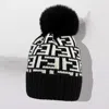 Fashnzfab Greek Geometric Patterned Pom Pom Beanie Hat In Black