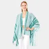 Fashnzfab Greek Mati Mataki Printed Cover Up Kimono Poncho In Blue