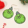 Fashnzfab Green Monster Face Christmas Ornament Dangle Earrings In Green
