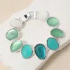 Fashnzfab Green Shade Multi Colored Sea Glass Dome Magnetic Bracelet Mint, Silver In Multi