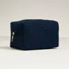 Fashnzfab Grid Pattern Cosmetic Pouch Bag 7" X 4" X 4" In Blue