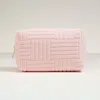 Fashnzfab Grid Pattern Cosmetic Pouch Bag 7" X 4" X 4" In Pink