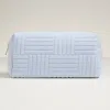 Fashnzfab Grid Pattern Cosmetic Pouch Bag 9.5" X 4.5" X 3.5" In Blue