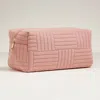 Fashnzfab Grid Pattern Cosmetic Pouch Bag 9.5" X 4.5" X 3.5" In Multi