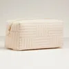Fashnzfab Grid Pattern Cosmetic Pouch Bag 9.5" X 4.5" X 3.5" In Sand