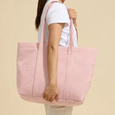 Fashnzfab Grid Pattern Everyday Tote Bag In Pink
