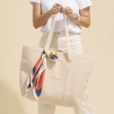 Fashnzfab Grid Pattern Everyday Tote Bag In Sand