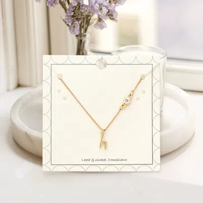 Fashnzfab H - Small Letter Initial Monogram Pendant Necklace With Crystal In Gold