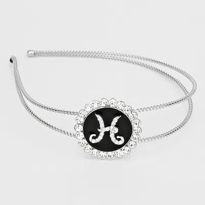 Fashnzfab -h- Crystal Accented Initial Monogram Headband In Black