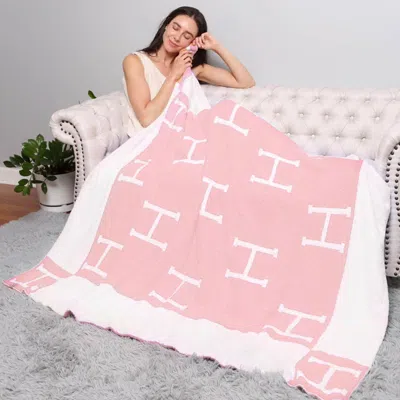 Fashnzfab H Patterned Reversible Throw Blanket