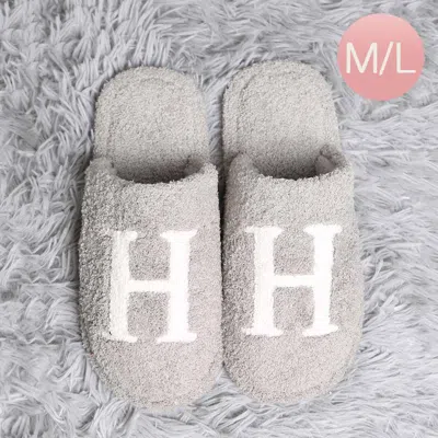 Fashnzfab H Print Soft Home Indoor Floor Slippers Gray M/l In Grey