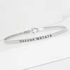 Fashnzfab Hakuna Matata Engraved Thin Brass Metal Bangle Bracelet Rhodium In Multi
